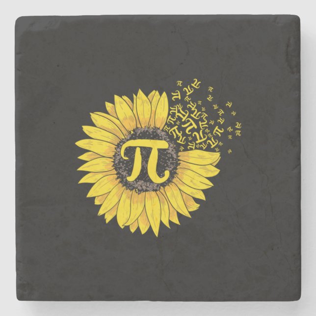 Math Teacher Pi Number Sunflower Stone Coaster (Front)