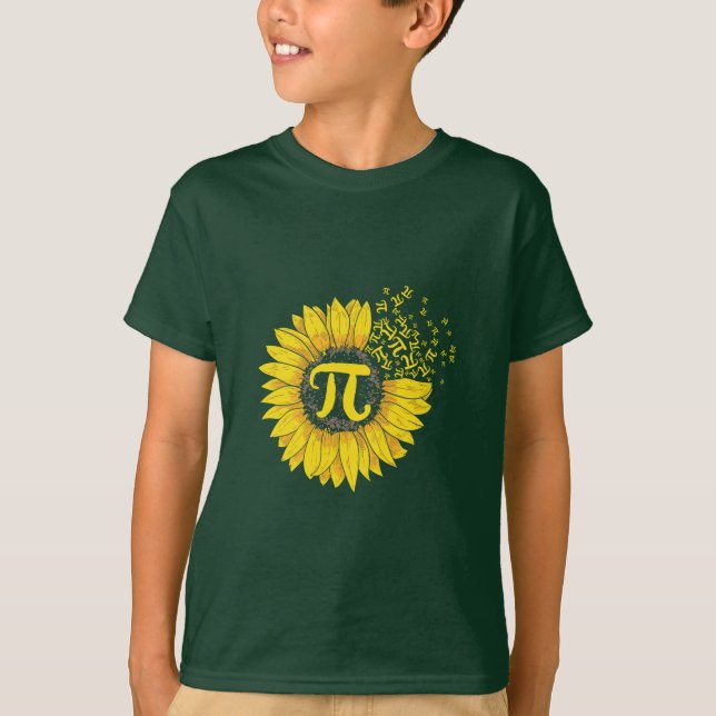 Math Teacher Pi Number Sunflower T-Shirt (Front)
