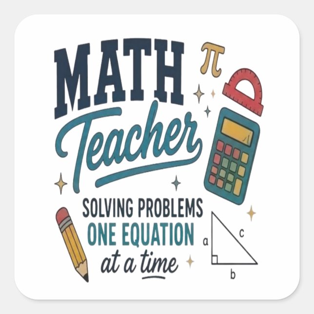Math Teacher Problem Solver Square Sticker (Front)