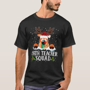 Math Teacher Squad Reindeer Buffalo Plaid Red Chri T-Shirt