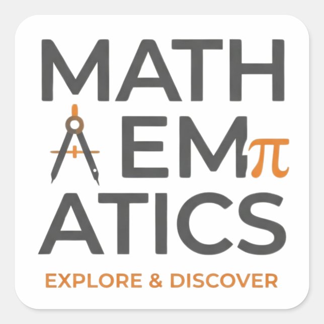 Math Teacher Typography Design Square Sticker (Front)