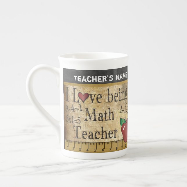 Math Teacher Vintage Unique Style 👩‍🏫 Bone China Mug (Left)
