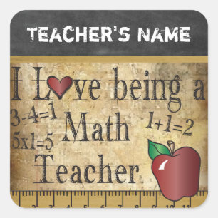 Math Teacher  👩‍🏫 - Vintage Unique Style Square Sticker
