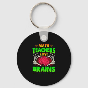 Math Teachers Brains Skeleton Hand Heart Halloween Keychain