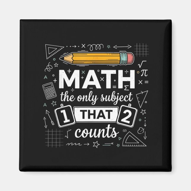 Math The Only Subject That Counts Funny Math Teach Magnet (Front)