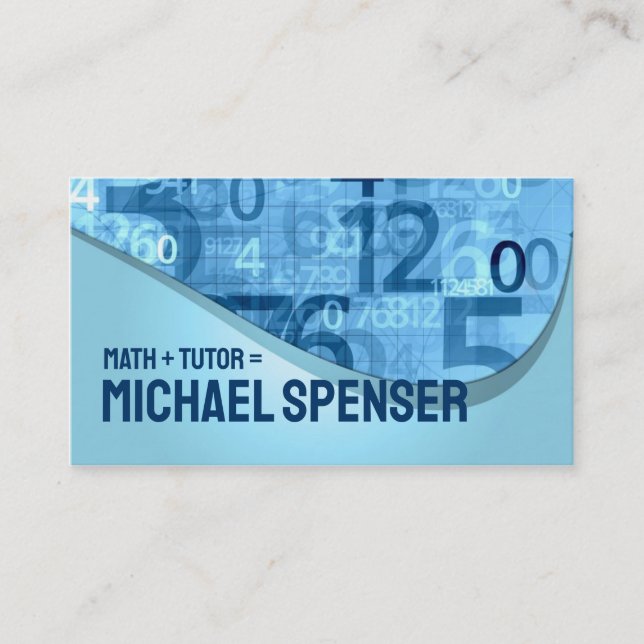 Math Tutor Blue Numbers Business Card (Front)