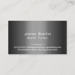 Math Tutor Classy Dark Grey Metal Business Card