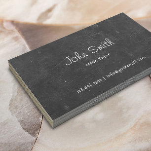 Math Tutor Hand Script Chalkboard Business Card