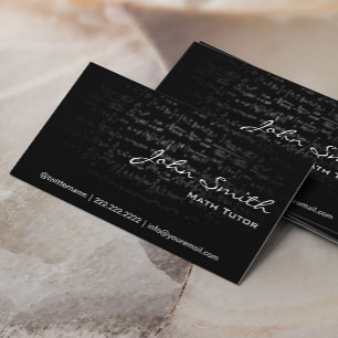 Math Tutor Teacher Professional Formulas Dark Business Card