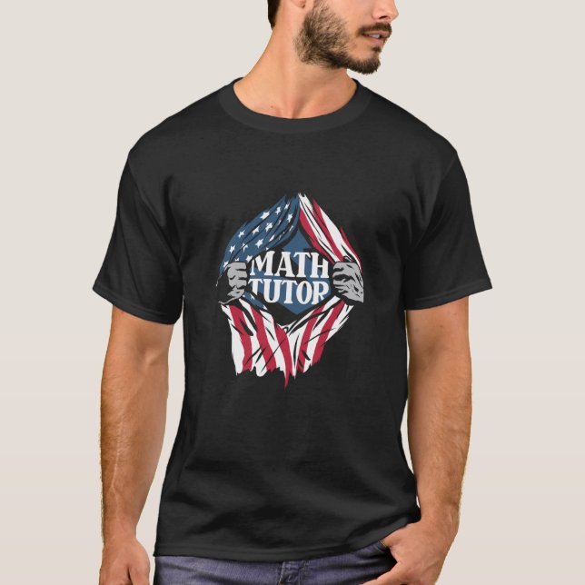 Math Tutor Us Flag School Educator  Teacher Math T T-Shirt (Front)