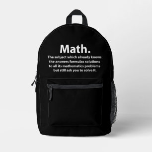Math Typography Funny Math Printed Backpack
