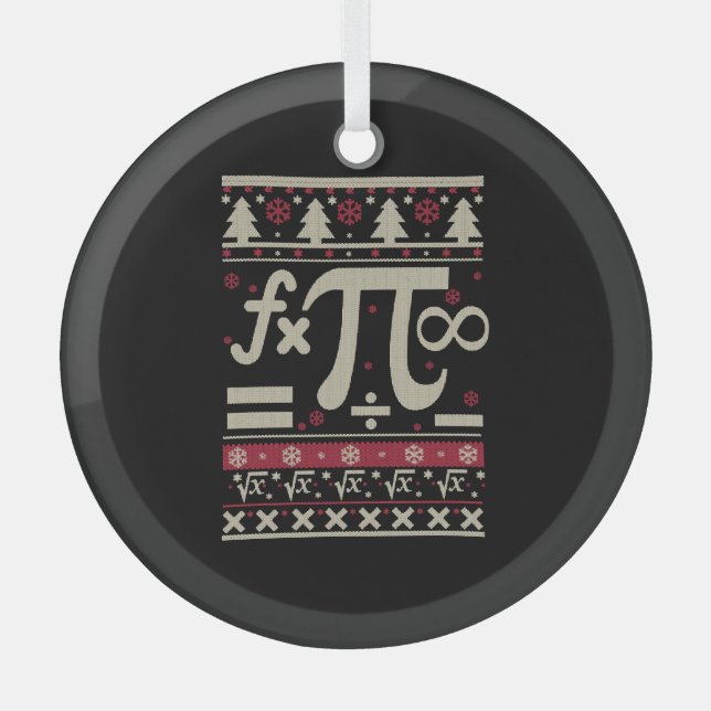 Math Ugly Christmas Glass Ornament (Front)