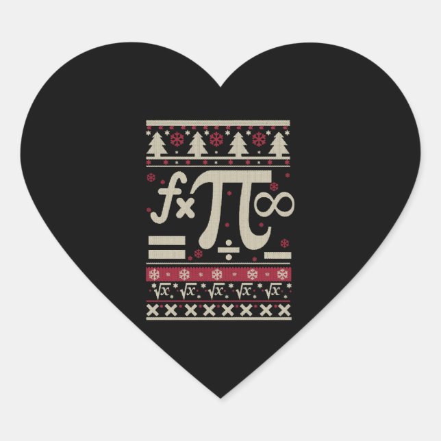 Math Ugly Christmas Heart Sticker (Front)