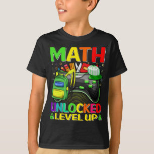 Math Unlocked Level Up Video Game Back To School  T-Shirt