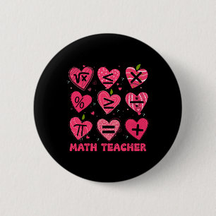 Math Valentine Day Teacher Math Symboles Arithmeti 2 Inch Round Button