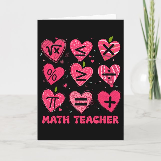Math Valentine Day Teacher Math Symboles Arithmeti Card (Front)