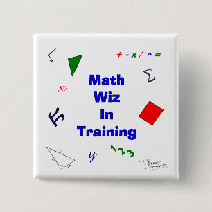 Math Wiz in Training 2 Inch Square Button
