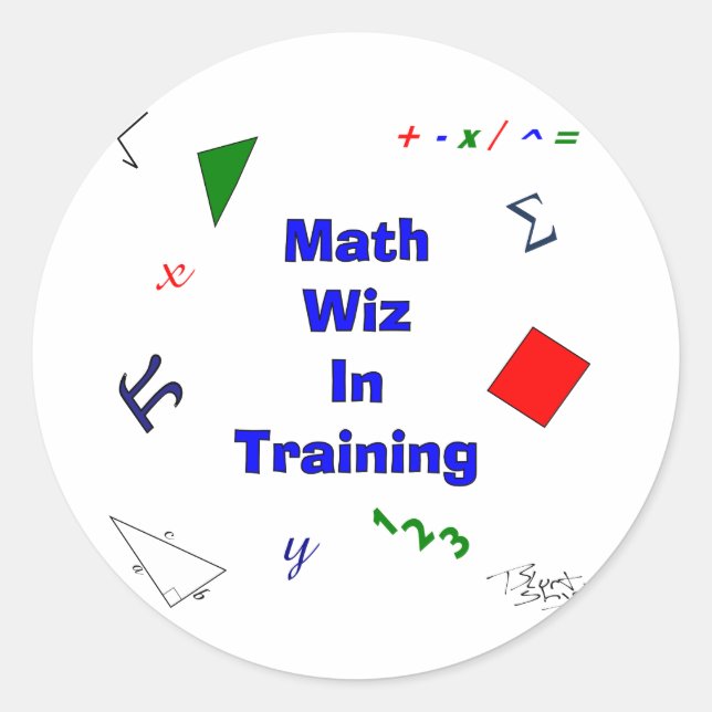 Math Wiz in Training Classic Round Sticker (Front)
