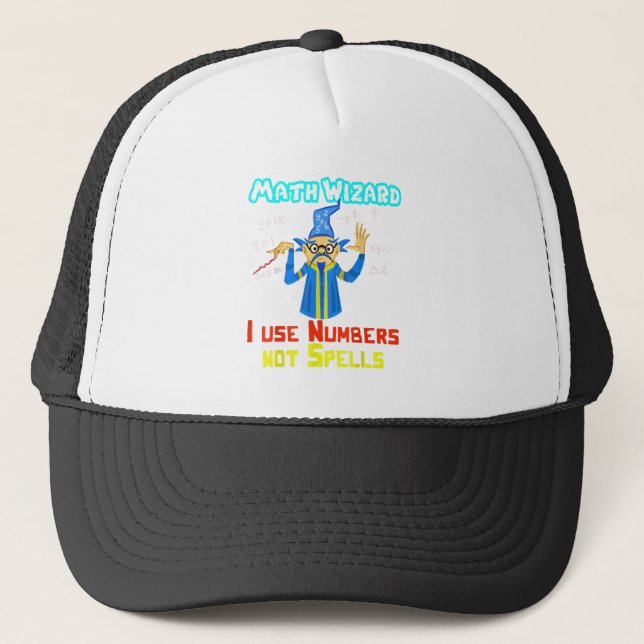 Math Wizard Math Geek Math Nerd Gift for Teacher M Trucker Hat (Front)
