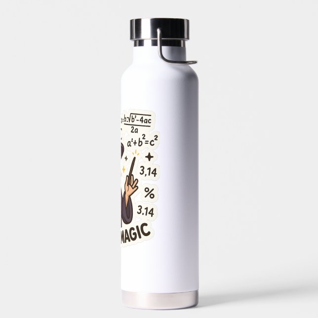 Math Wizard Sticker – “Math is Magic” Transparent  Water Bottle (Left)