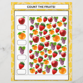 math worksheet count the fruits & vegetables kids