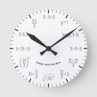 Mathe Wanduhr Drei mal Round Clock