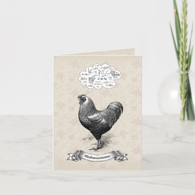 Mathemachicken Funny Math Chicken Pun Joke Card (Front)