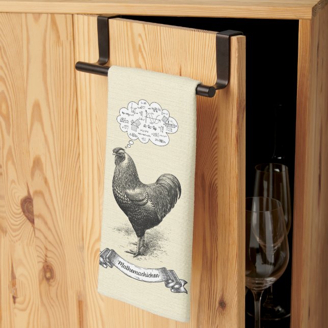 Mathemachicken Funny Math Chicken Pun Joke Kitchen Towel (Thirds Fold)