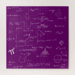 Mathematic Formulas and Equations Purple and White Jigsaw Puzzle<br><div class="desc">Great puzzle to keep anyone entertained for quite a long time. This puzzle it's not easy. The mathematic formulas are in white over a purple background. This is a great gift for mathematicians, math teachers, just graduated, etc. Illustrated and designed by Patricia Alvarez.</div>