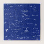 Mathematic Formulas Equations Blue and White Jigsaw Puzzle<br><div class="desc">Great puzzle to keep anyone entertained for quite a long time. This puzzle it's not easy. The mathematic formulas are in white over a blue background. This is a great gift for mathematicians, math teachers, just graduated, etc. Illustrated and designed by Patricia Alvarez.</div>