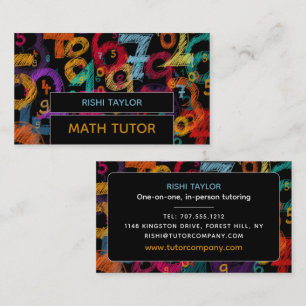 Mathematic Number Design, Math Tutor, Teacher Business Card