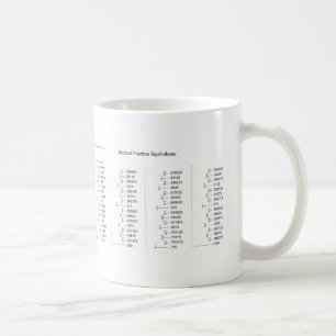 Mathematical Chart of Decimal Fraction Equivalents Coffee Mug