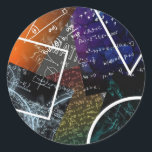 Mathematical Equations Geometric Sticker<br><div class="desc">Add a burst of inspiration and intellect to your notebooks, laptops, or accessories with this mathematics-themed round sticker featuring vibrant equations and geometric art. Ideal for students, teachers, math enthusiasts, and STEM professionals, its dynamic design transforms any surface into a stylish celebration of logic, colour, and creativity. Whether for organizing,...</div>