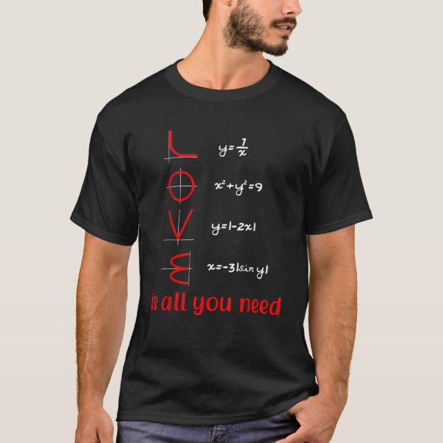 Mathematician love is all you need graph math teac T-Shirt (Front)