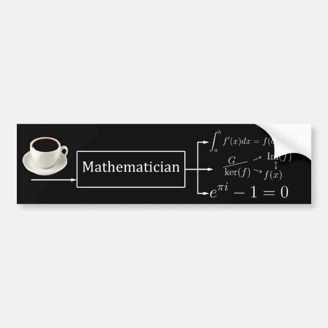 Mathematician machine (black) bumper sticker (Front)