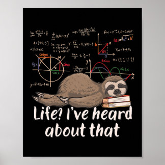 Mathematician Sloth Cartoon Math Funny Math Poster