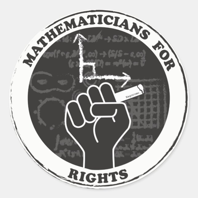 Mathematicians for Rights stickers (Front)