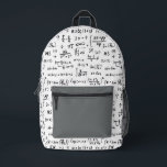 Mathematics Equations Printed Backpack<br><div class="desc">Custom Mathematics Equations Backpack for the math lover,  math teachers,  scientists,  math students,  and those returning to school.  The soft muted colours are easy on the eyes and attractive.</div>