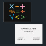 Mathematics Math Symbol Math  Business Card<br><div class="desc">Mathematics Math Symbol Math Business Card original design by Nisha Prabhu. Fully Customizable. Personalize with your details. Make a lasting impression in the world of numbers with our eye-catching, vibrant Math Business Card! Designed for educators, tutors, or math enthusiasts, this card blends creativity and professionalism seamlessly. Adorned with a playful...</div>