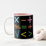 Mathematics Math Symbol Math  Two-Tone Coffee Mug<br><div class="desc">Mathematics Math Symbol Math Two-Tone Coffee Mug original design by Nisha Prabhu. Get ready to elevate your coffee routine with our vibrant Colourful Math Two-Tone Coffee Mug! This unique mug combines functionality with a splash of creativity, making it a must-have for students, teachers, and math enthusiasts alike. Adorned with a...</div>