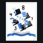 Mathematics Occupations 1936 WPA Poster<br><div class="desc">From Zazzle's vast collection of Work Projects Administration (WPA) and War posters--an amazing assortment of iconic images designed to promote the arts,  public welfare,  and patriotism--This commemorative poster print features a poster created by Blanche L. Anish,  graphically illustrating occupations wherein knowledge of mathematics is very important,  created in 1936.</div>