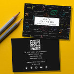 Mathematics Teacher Tutor Equations Math Formulas  Business Card<br><div class="desc">A colourful mathematics equations and formulas pattern on a black background. An ideal design for math teachers, mathematic enthusiasts, scientists and mathematics tutors. A simple and professional way to introduce your business. Social media icons included in the design of this business card for you to use. Personalize your details to...</div>