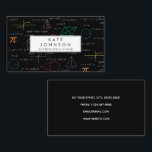Mathematics Teacher Tutor Equations Math Formulas  Business Card<br><div class="desc">A colourful mathematics equations and formulas pattern on a black background. An ideal design for math teachers, mathematic enthusiasts, scientists and mathematics tutors. A simple and professional way to introduce your business. Social media icons included in the design of this business card for you to use. Personalize your details to...</div>