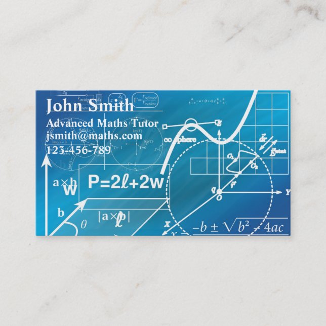 Mathematics tutor or teacher stylish advanced math business card (Front)