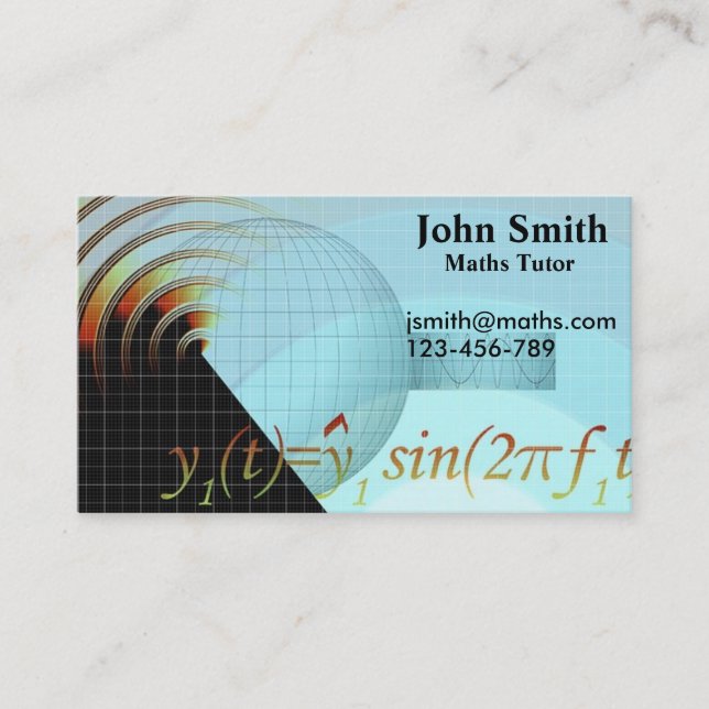Mathematics tutor or teacher stylish advanced math business card (Front)