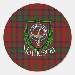 Matheson Scottish Clan Tartan & Crest Classic Round Sticker