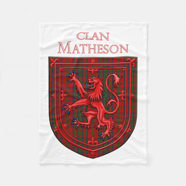 Matheson Tartan Scottish Plaid Lion Rampant Fleece Blanket (Front)