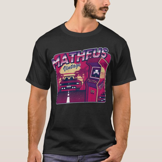 Matheus Personalized Vintage Gamer 80s 90s T-Shirt (Front)