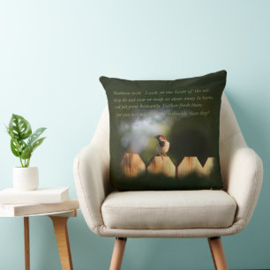 Mathew 6:26 Birds of the air Throw Pillow