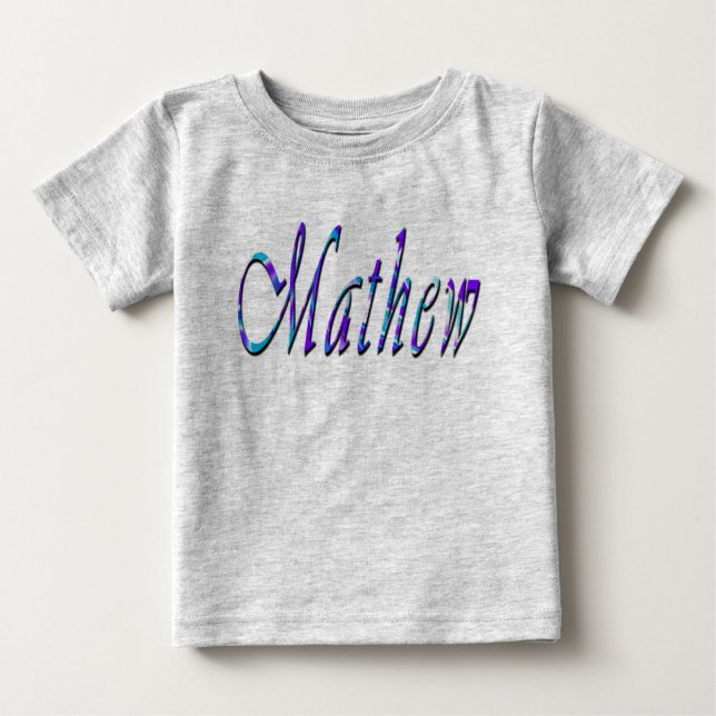 Mathew, Name, Logo, Baby's Grey T-shirt (Front)